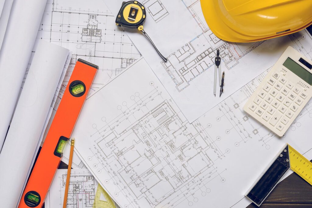 Flat Lay With Blueprints And Arranged Architecture 5KP3PYL 1024x683