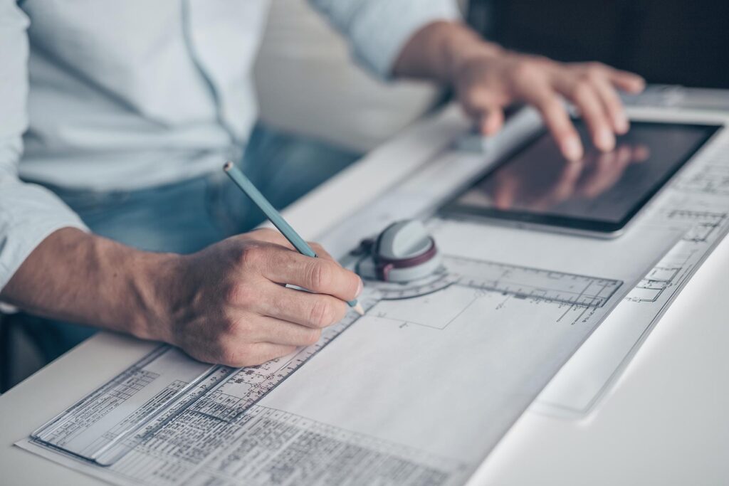 Mens Hands With Architectural Tools 48FZN5L 1024x683